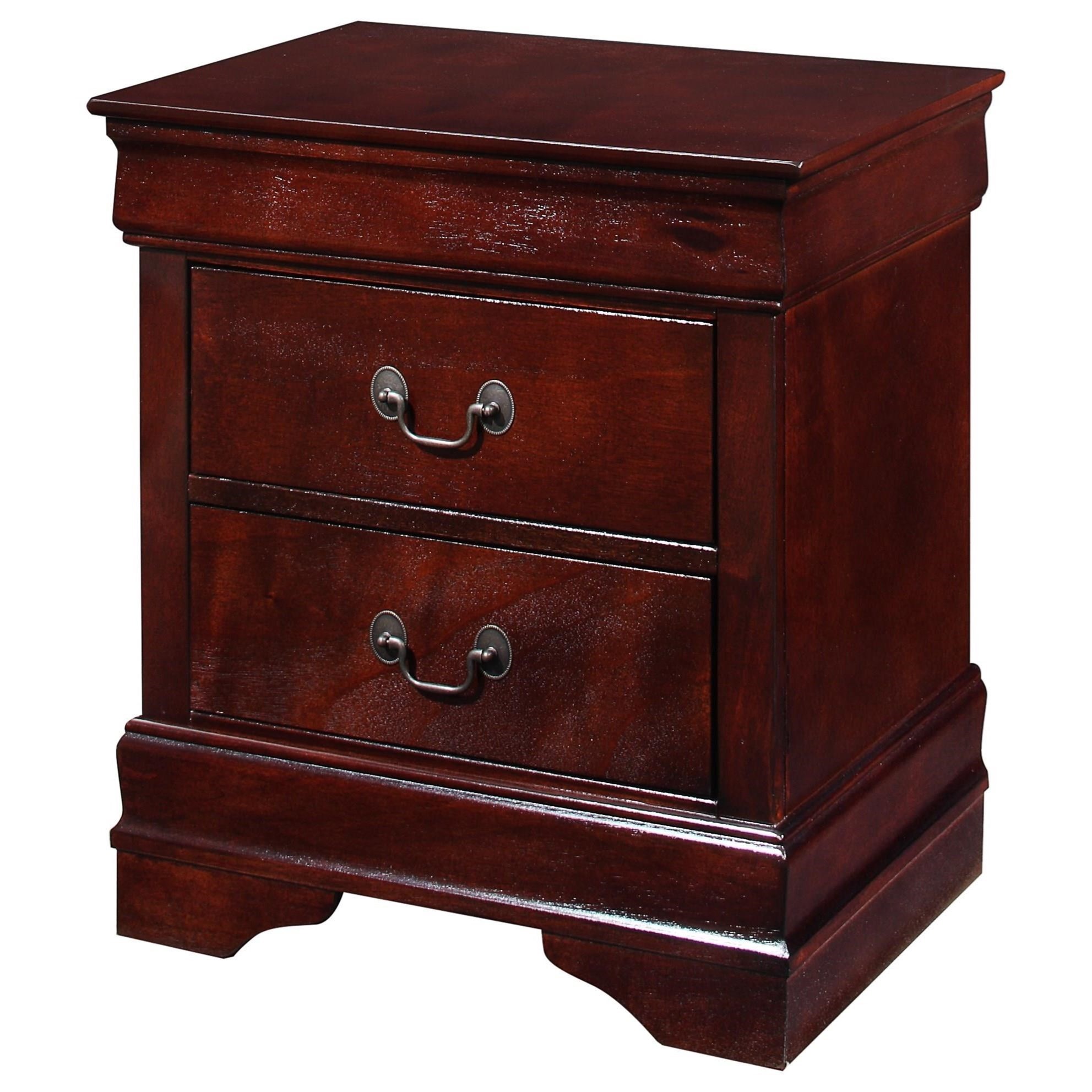 Crown Mark Louis Philip Transitional 2 Drawer Nightstand A1 Furniture